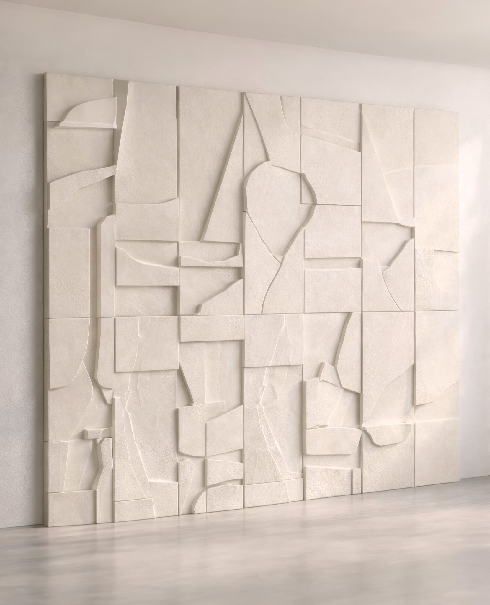 Perspective visualization of the complete pale Jonsrudveien relief wall in its interior